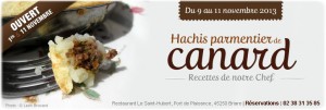 Restaurant Le Saint-Hubert de Briare - Week-end Spécial Hachis parmentier de canard maison - Ouvert le 11 novembre