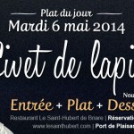 Plat du jour Restaurant Briare, Loiret, Région Centre - Civet de lapin maison