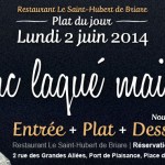 Plat du jour Restaurant Briare, Loiret, Région Centre - Porc laqué maison