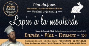Lapin à la moutarde maison - Plat du jour restaurant Briare, Loiret, Région Centre