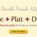 Formule midi : Entrée + Plat du jour + Dessert = 13€. Tous les midis, du lundi au vendredi. Plats 100% faits maisons. Restaurant Le Saint-Hubert de Briare (45, Loiret, Région Centre, France)